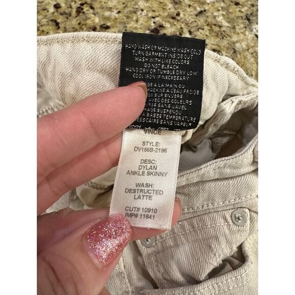 VINCE Dylan Ankle Skinny Destructed Women’s Size 28 X 26 Tan Cream Jeans $313 - Picture 13 of 13